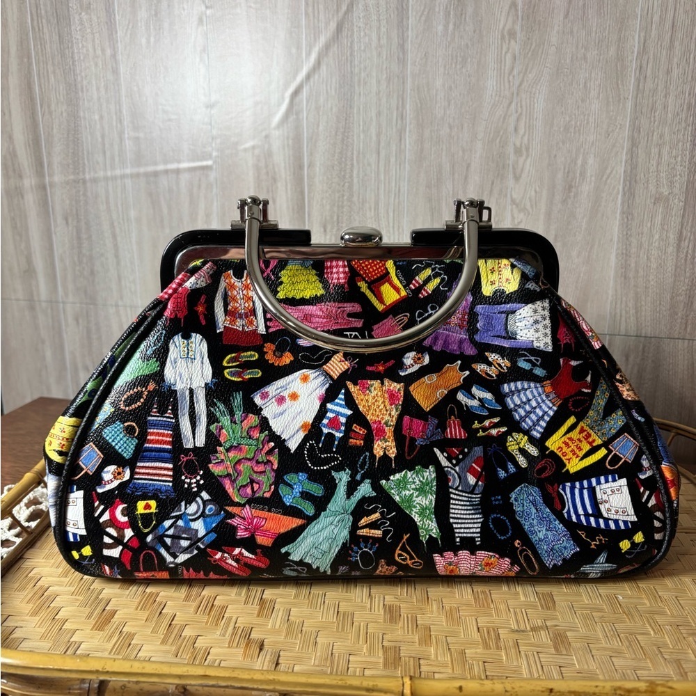 Sydney Love Y2K Vibrant Multicolor Kiss Lock Closure Metal Handle Purse Tote Bag